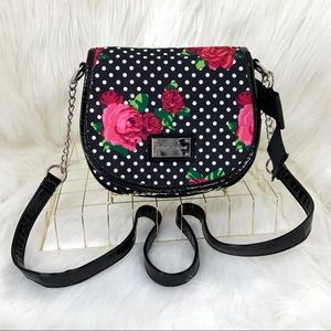 Betsey Johnson Polka Dot Floral Cross Body/ Shoulder Bag